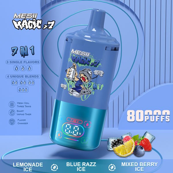 MESII Magic X7 80K Vape – Lemonade Ice & Blue Razz Ice & Waldbeeren Ice