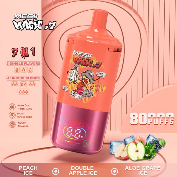 MESII Magic X7 80K Vape – Pfirsich Ice & Doppelapfel Ice & Aloe Vera Traube Ice