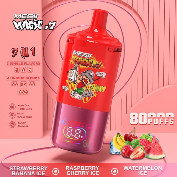 MESII Magic X7 80K Vape – Erdbeere Banane Ice & Himbeere Kirsche Ice & Wassermelone Ice
