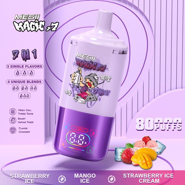 MESII Magic X7 80K Vape – Erdbeere Ice & Mango Ice & Erdbeer-Sahne Ice