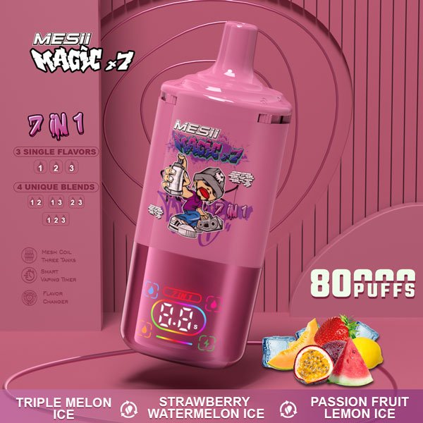 MESII Magic X7 80K Vape – Triple Melone Ice & Erdbeere Wassermelone Ice & Passionsfrucht Zitrone Ice