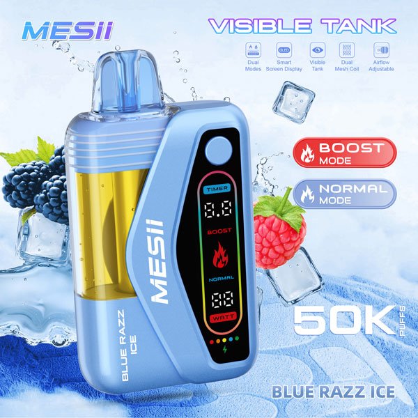 MESII Visible Tank 50K Vape – Blue Razz Ice