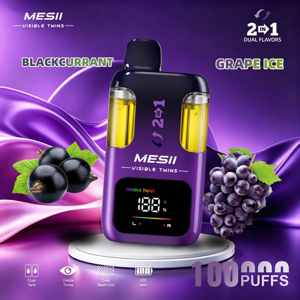 MESII 100K Vape 2-in-1 – Schwarze Johannisbeere & Traube Ice