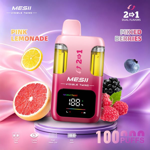MESII 100K Vape 2-in-1 – Pink Lemonade & Waldbeeren