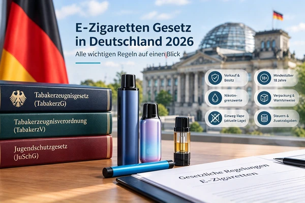 E-Zigaretten Gesetz Deutschland 2026 – aktuelle Vorschriften für Einweg-Vapes und wiederaufladbare E-Zigaretten