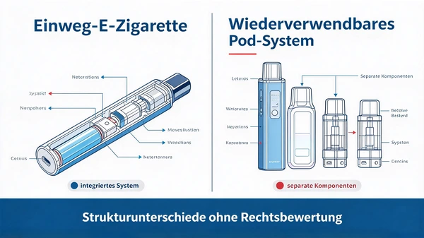 Unterschied zwischen Einweg-E-Zigarette und wiederverwendbarem Pod-System